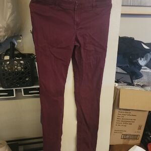 Hollister Women's Skinny Jeans in Burgundy